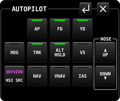 Autopilot Control Menu